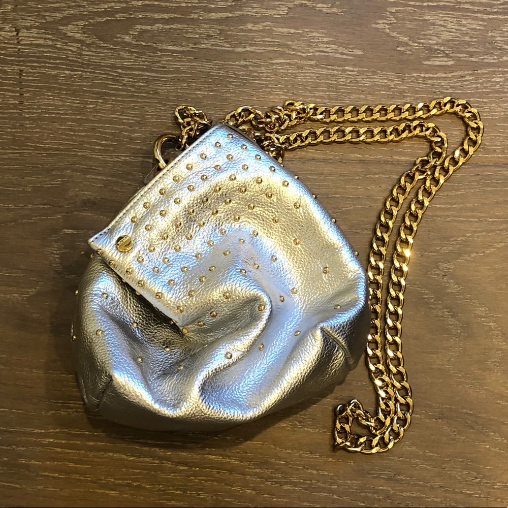 Boden Metallic Silver Studded Bag